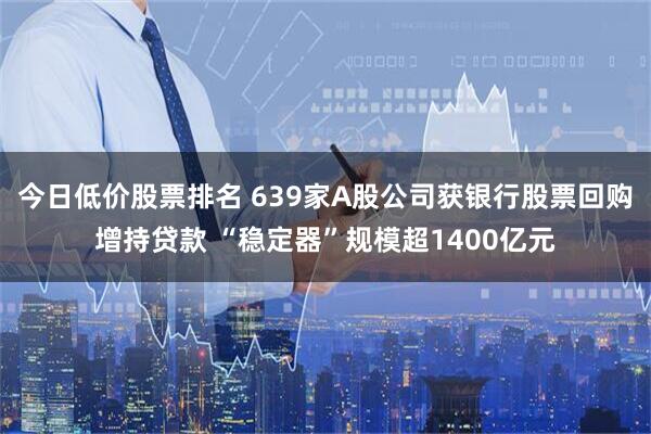 今日低价股票排名 639家A股公司获银行股票回购增持贷款 “稳定器”规模超1400亿元