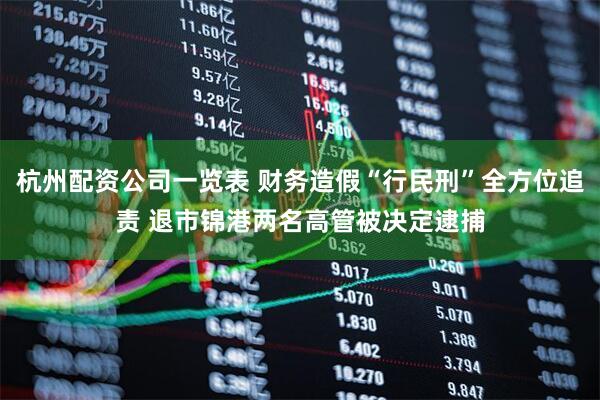 杭州配资公司一览表 财务造假“行民刑”全方位追责 退市锦港两名高管被决定逮捕